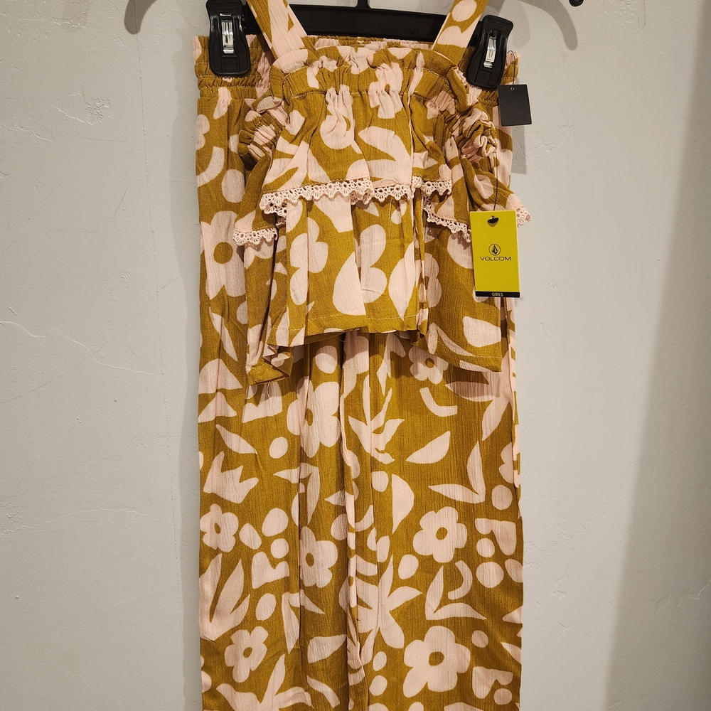 Volcom Olive and Pink Patterned Dress